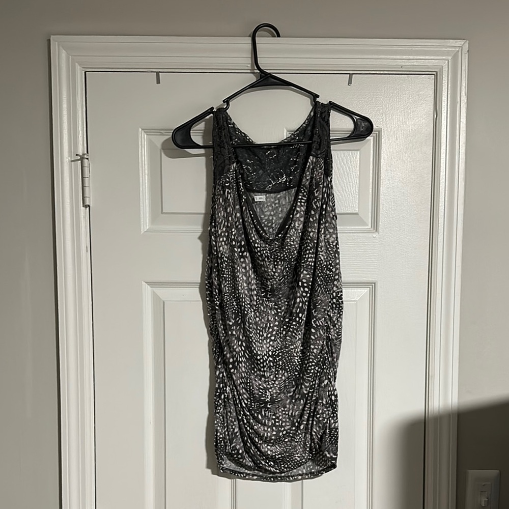 Grey and White Sleeveless Drape Top from Maurice’s